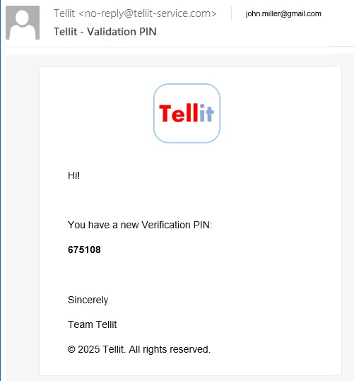 Verification email