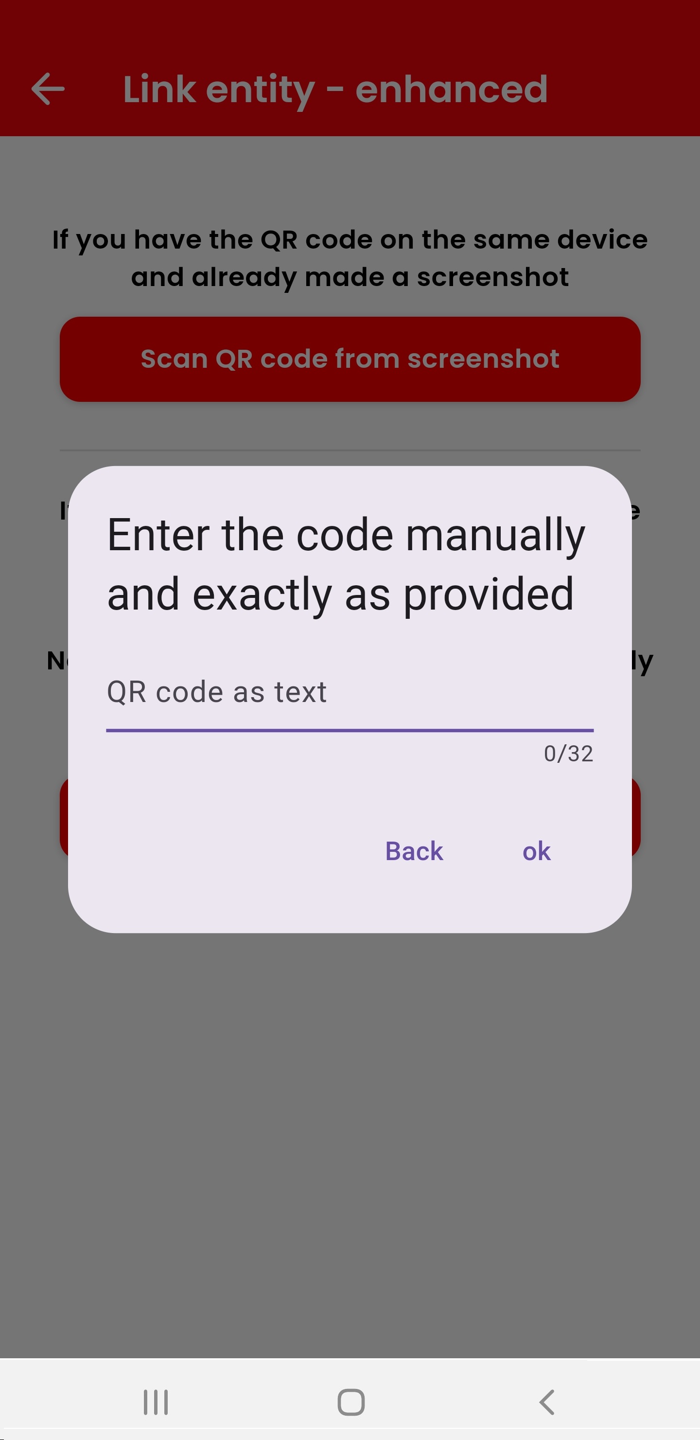 QR code scanning enter text