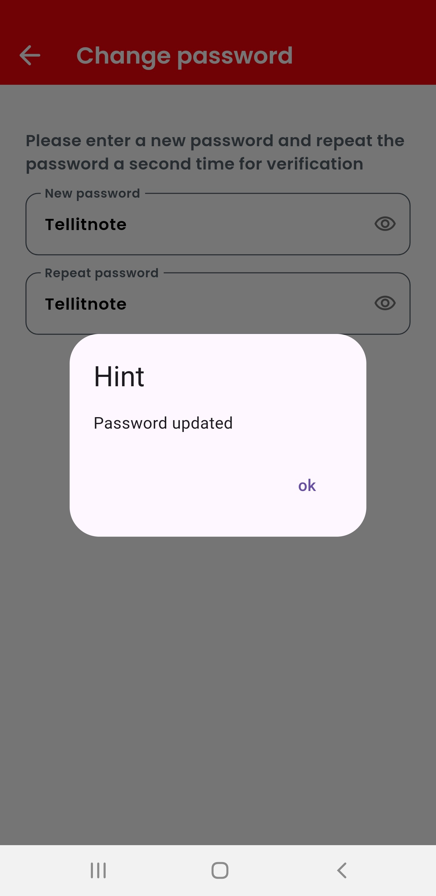 Password change completed