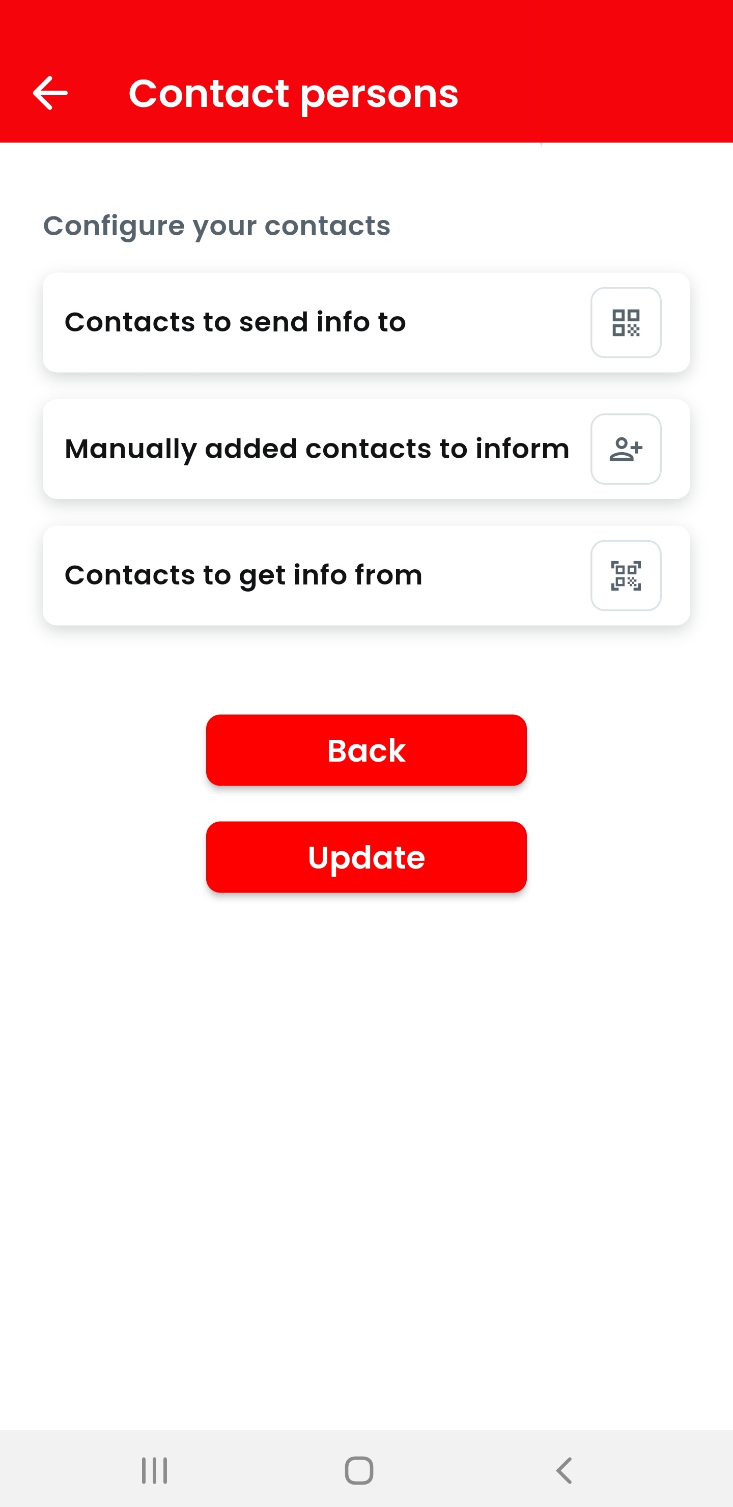 Contact persons settings