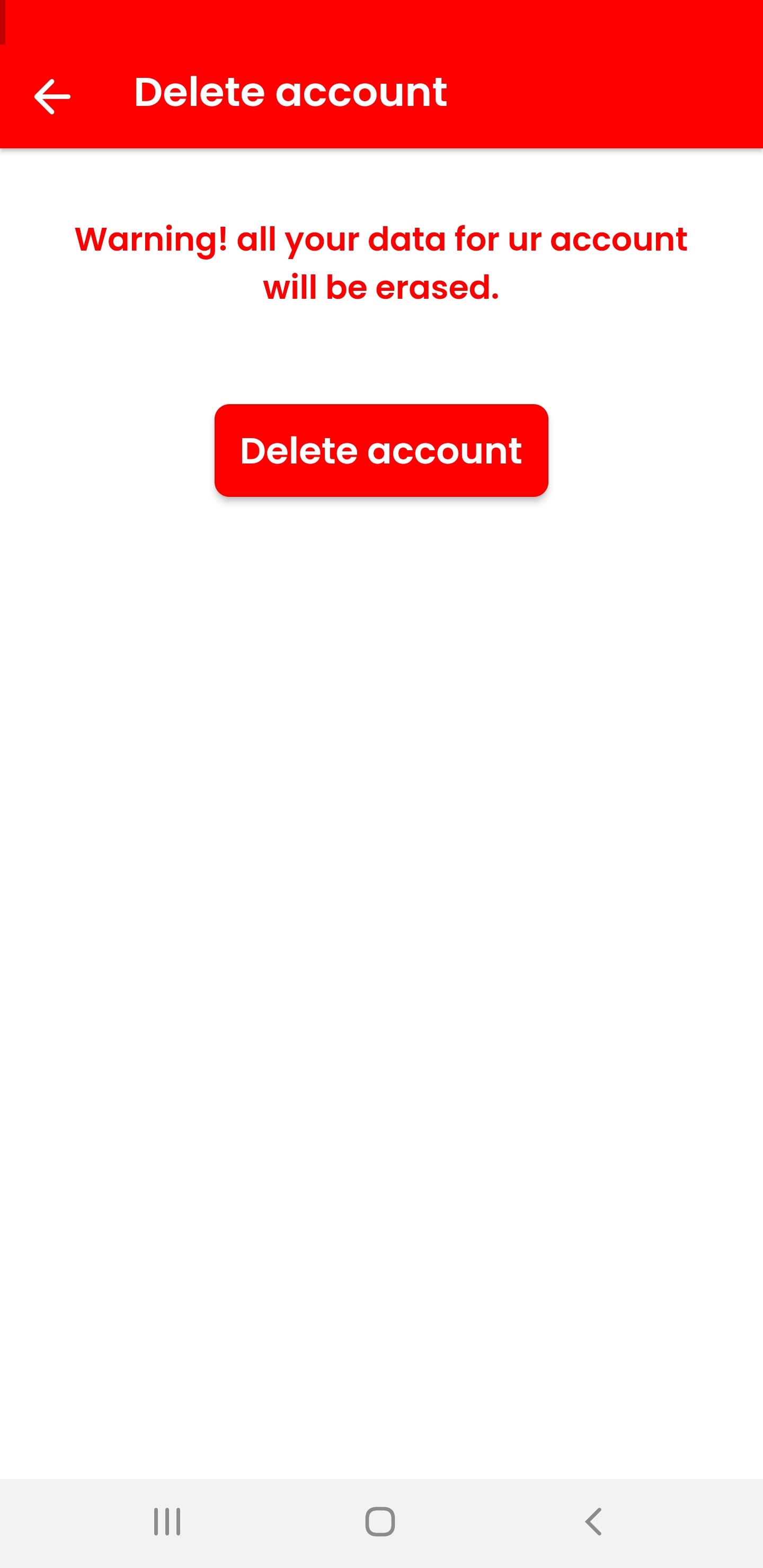 Delete account confirmation